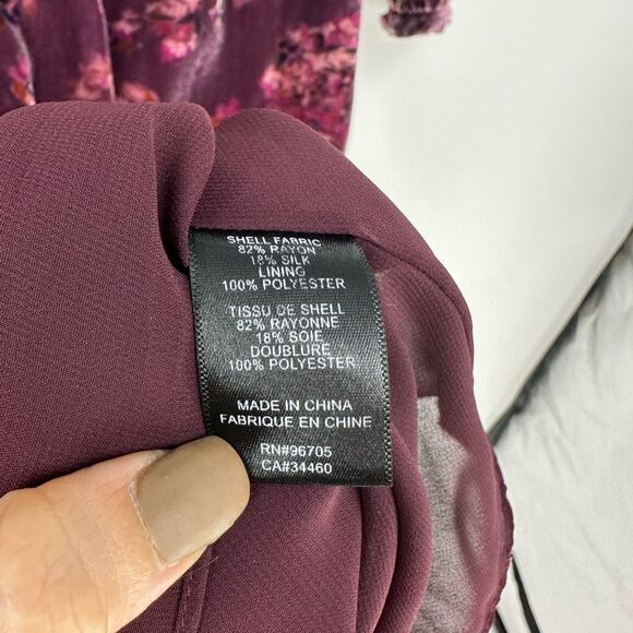 Rebecca Taylor Long Sleeve Jewel Paisley Velvet Dress in Plum Purple Size M Silk - Picture 4 of 11